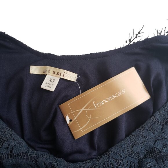 NEW Francesca’s Dress Blue Lace Long Trumpet/Bell Sleeve Lined Tunic NWT XS - Picture 6 of 6